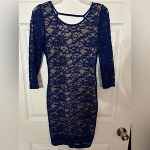 Elegant Blue Lace Dress